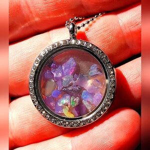30mm Stainless Steel Pendant W/ Natural Purple Ethiopian Fire Opal 🔥 Jewelry
